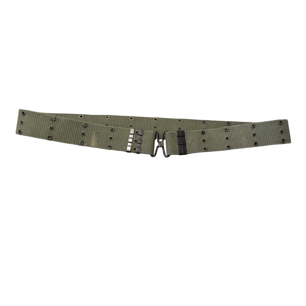 Vintage Military Style Olive Drab Canvas Web Belt Hook Buckle‎ Grommet Utility